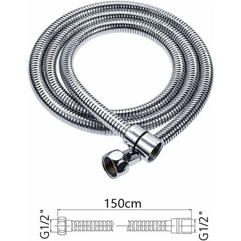 Shower Hose 1.5m, Premium Shower Hose With Double Twist Protection, Flexible And Kink Resistant Stainless Steel Shower Hose With Chrome, Universal Connection Size (Silver) - Image 2