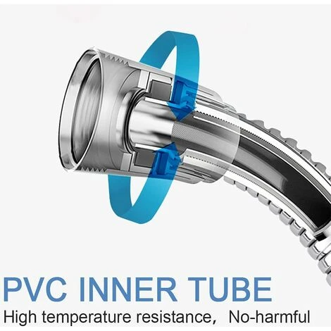 Shower Hose 1.5m, Premium Shower Hose With Double Twist Protection, Flexible And Kink Resistant Stainless Steel Shower Hose With Chrome, Universal Connection Size (Silver) - Image 4