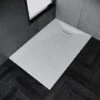 ELEGANT 1200 X 800 X 30 Mm Slate Effect Shower Tray White Anti-Slip Rectangular Low Profile Shower Tray With Waste Trap And Slate Drain Cover