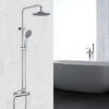 Acezanble Bathroom COOL TOUCH Thermostatic Mixer Shower Set Round Twin Head Exposed Valve Independent Water Divider Chrome