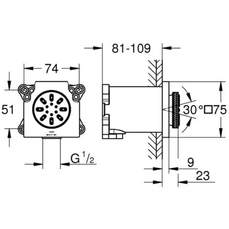 Grohe Rainshower Aqua - Body Spray Cube 2 Spray, Chrome (26802000) - Image 5