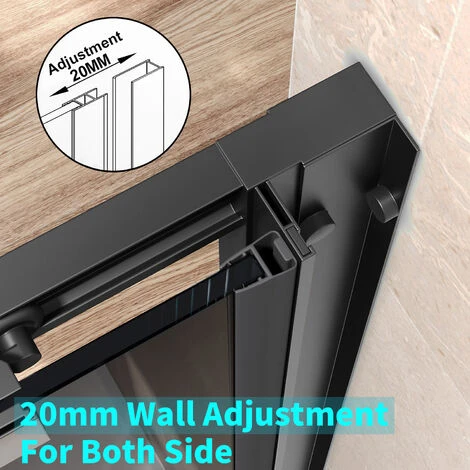 ELEGANT 1200mm Shower Cabin Black Sliding Door 760mm Shower Screen Panel 8mm Nano Glass Wet Room With Shower Base Tray 1200x760mm And Waste Trap - Image 3
