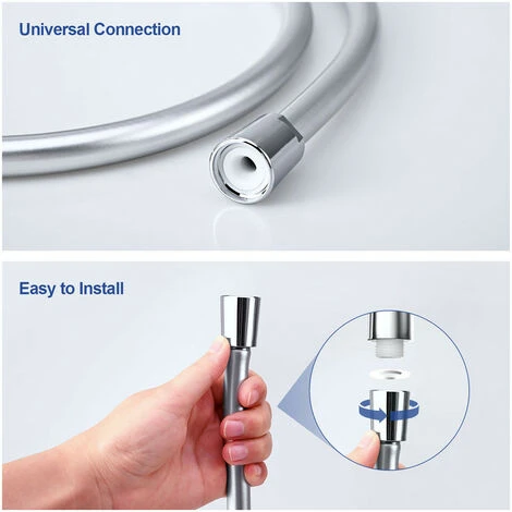 Meykoers 1.5m PVC Shower Flex Hose Universal Chrome Shower Hoses - Image 2