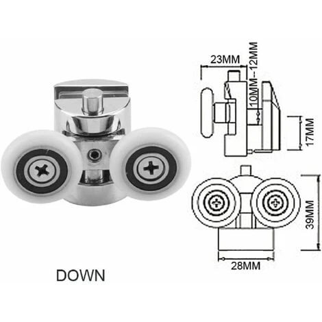23mm 2pcs Double Bottom Shower Door Shower Roller Spare Wheel - Image 3