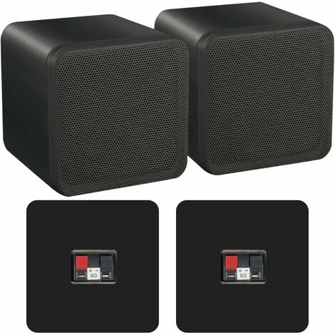 Pair Of 4 Inch ABS Bookshelf Speakers 80W 8Ohm Black HiFi Surround Home Cinema