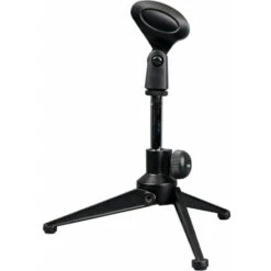 Desk Microphone Stand - Mini Black Tripod Foot Base €“ Adjustable Height