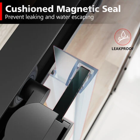 ELEGANT 1200 X 700 Mm Sliding Shower Enclosure Matt Black Frame Cubicle With Tray And Waste + Side Panel + Riser Kit - Image 5