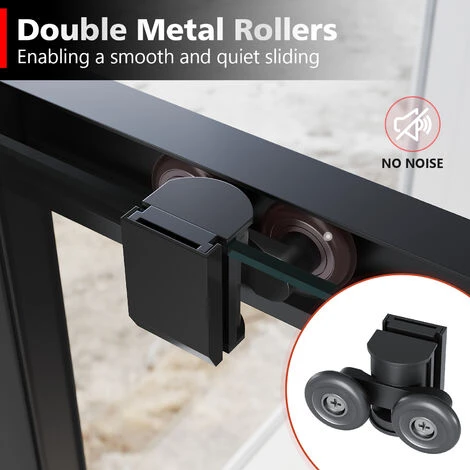 ELEGANT 1000mm Modern Sliding Shower Door Reversible Bathroom Shower Enclosure Cubicles Matt Black Frame 6mm Glass - Image 3