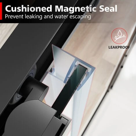 ELEGANT 1000mm Modern Sliding Shower Door Reversible Bathroom Shower Enclosure Cubicles Matt Black Frame 6mm Glass - Image 4