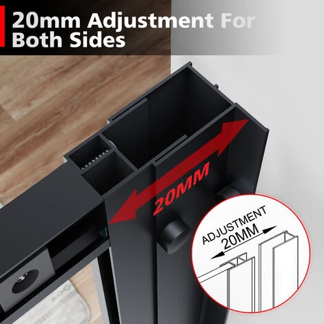 ELEGANT 1000mm Modern Sliding Shower Door Reversible Bathroom Shower Enclosure Cubicles Matt Black Frame 6mm Glass - Image 5