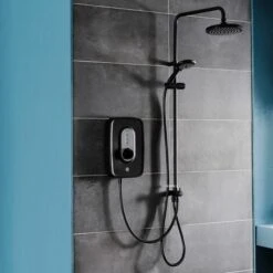 Triton Danzi DuElec Electric Shower Black 9.5kW Modern Rainfall Head Handset