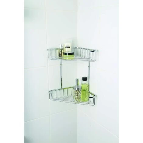 Croydex Rust Free Medium Two Tier Corner Storage Basket Caddy - Image 4