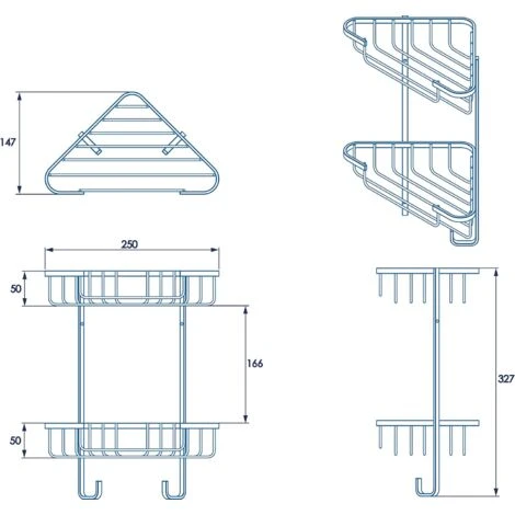 Croydex Rust Free Medium Two Tier Corner Storage Basket Caddy - Image 5
