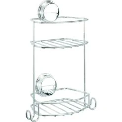 Croydex Stick 'N' Lock Rust Free Compact Two Tier Shower Basket Caddy, Chrome