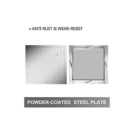 VEVOR Recessed Manhole Cover Powder-coated Drain Cover 40x40cm Steel Lid W/Frame - Image 5