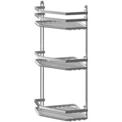 Wholesale Domestic Selena Polished Chrome 3 Tier Wall Mounted Corner Basket
