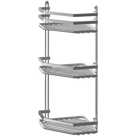 Wholesale Domestic Selena Polished Chrome 3 Tier Wall Mounted Corner Basket