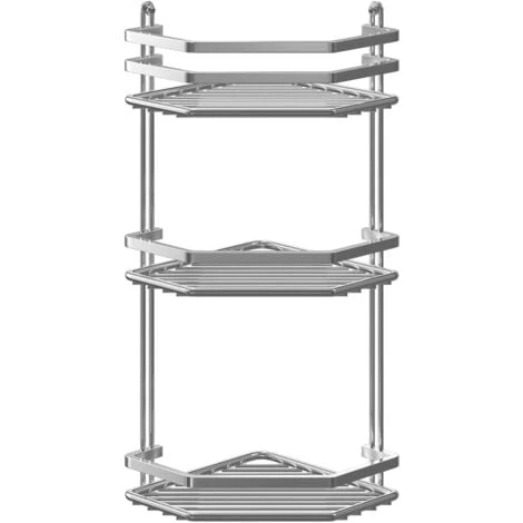 Wholesale Domestic Selena Polished Chrome 3 Tier Wall Mounted Corner Basket - Image 2
