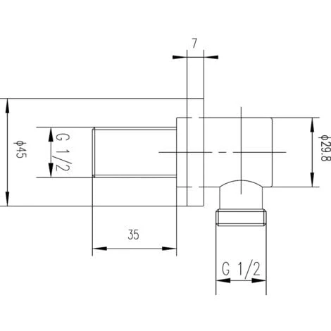 Nuie Chrome Plated Minimalist Outlet Elbow - A3275 - Image 2