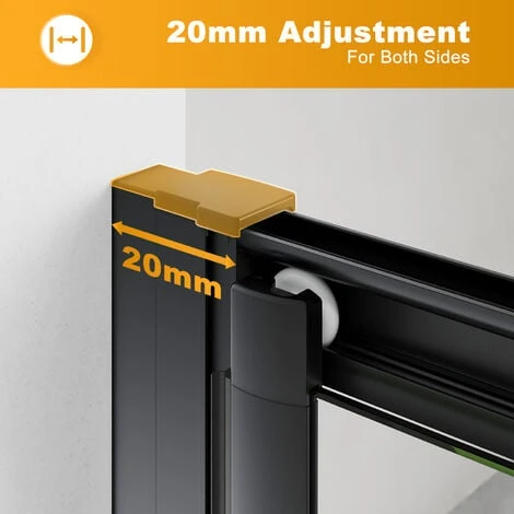 ELEGANT 700 X 800mm Bi-Fold Shower Enclosure Matt Black Frame Folding Glass Cubicle Door + Side Panel - Image 4