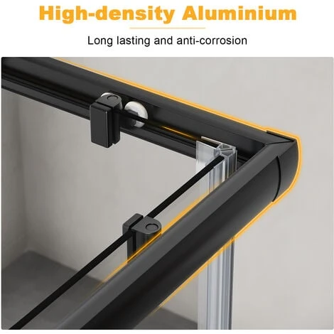 ELEGANT Black Frame 900 X 800 Mm Corner Entry Shower Enclosure With Sliding Shower Door For Bathroom Wet Room - Image 4