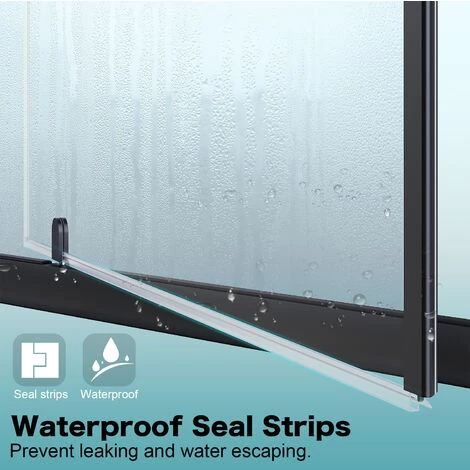 ELEGANT 700mm Black Frame Pivot Shower Door Enclosure Reversible Bathroom Wet Room - Image 5