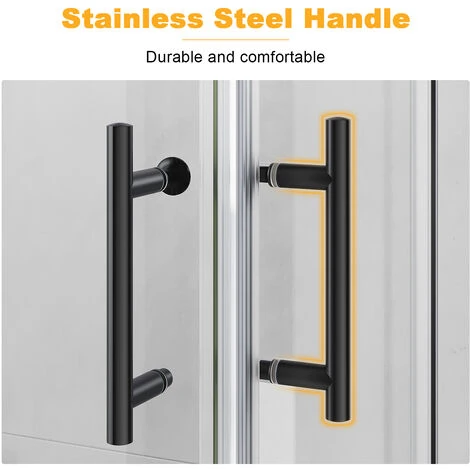 ELEGANT Black Frame 760 X 760 Mm Corner Entry Shower Enclosure With Sliding Shower Door For Bathroom Wet Room - Image 3