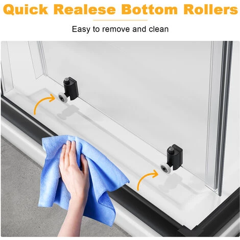 ELEGANT Black Frame 760 X 760 Mm Corner Entry Shower Enclosure With Sliding Shower Door For Bathroom Wet Room - Image 5