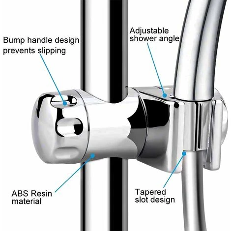 Replaceable Handheld Shower Holder, Shower Head Holder, Bathroom Adjustable Hand Shower Clamp Fit 25MM To Shower Bar, 19-22MM To Hand Shower, Chrome ABS - Image 3