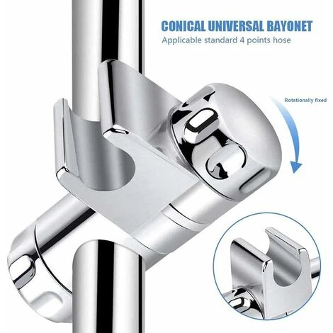 Replaceable Handheld Shower Holder, Shower Head Holder, Bathroom Adjustable Hand Shower Clamp Fit 25MM To Shower Bar, 19-22MM To Hand Shower, Chrome ABS - Image 4