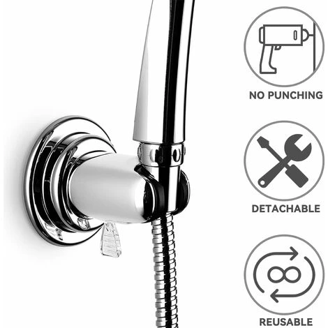 Shower Holder, Replaceable Hand Strong Vacuum Suction Cup Shower Head Holder, Universal Adjustable Suction Cup Shower Holder, Removable Wall Suction Cup Holder, ABS Plastic - Image 2
