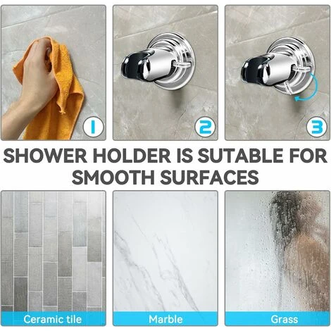 Shower Holder, Replaceable Hand Strong Vacuum Suction Cup Shower Head Holder, Universal Adjustable Suction Cup Shower Holder, Removable Wall Suction Cup Holder, ABS Plastic - Image 3