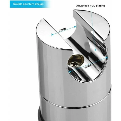 Shower Head 18-25mm ABS Adjustable Replacement Hand Shower Bar Head Slider Clamp Bracket Chrome - Image 3