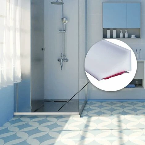 100CM Shower Stopper For Frameless Door, Silicone Water Barrier Shower Threshold, Self-adhesive Strip Bathroom And Kitchen Dam Protection, White - Image 4