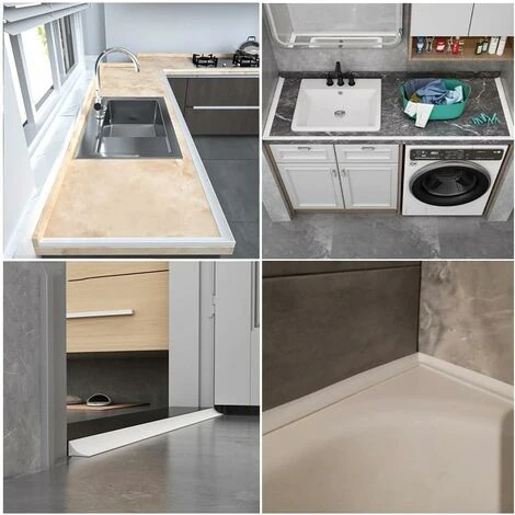 100CM Shower Stopper For Frameless Door, Silicone Water Barrier Shower Threshold, Self-adhesive Strip Bathroom And Kitchen Dam Protection, White - Image 5