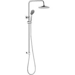 Signature Round Shower Riser Kit With Three Function Handset And Fixed Head - Chrome