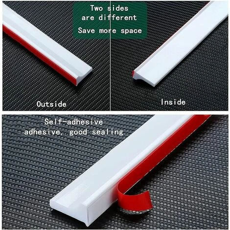 Self-adhesive Bathroom Water Stop Stroke Floor Water Restraint Bar Silicone Water Restraint Bar Threshold Foldable Shower Barrier And System, White, 50cm / 19in - Image 2