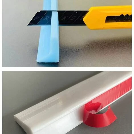 Self-adhesive Bathroom Water Stop Stroke Floor Water Restraint Bar Silicone Water Restraint Bar Threshold Foldable Shower Barrier And System, White, 50cm / 19in - Image 3