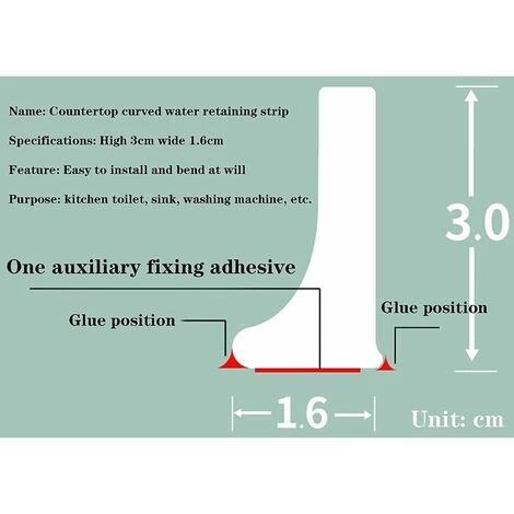 Self-adhesive Bathroom Water Stop Stroke Floor Water Restraint Bar Silicone Water Restraint Bar Threshold Foldable Shower Barrier And System, White, 50cm / 19in - Image 5