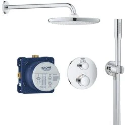 Grohe Grohtherm Concealed Shower Set With Thermostatic Mixer, XXL 250 Head Shower And Hand Shower, Chrome (34727000-XXL2)