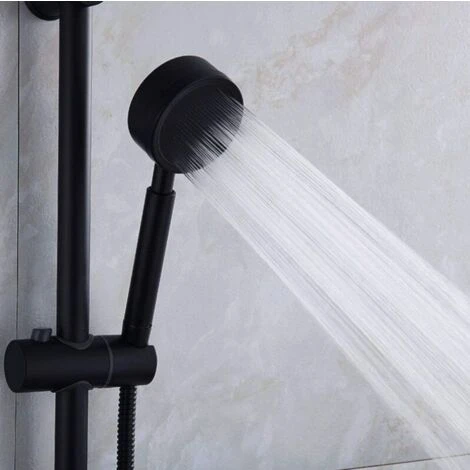 Shower Head With Hose And Hand Shower 80mm Diameter With 1.5m Shower Hose Stainless Steel Water Saving And High Pressure Hand Shower Black - Image 4