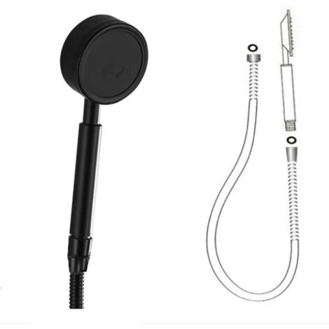 Shower Head With Hose And Hand Shower 80mm Diameter With 1.5m Shower Hose Stainless Steel Water Saving And High Pressure Hand Shower Black - Image 5