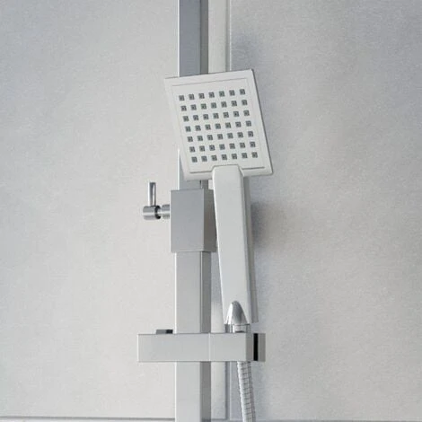 Thermostatic Shower Mixer Square Chrome Bathroom Twin Head Set - Image 4