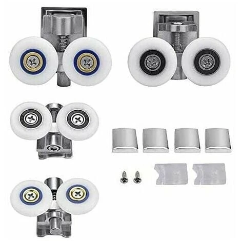 Shower Door Rollers 26mm Double Sliding Shower Door Roller Rustproof Shower Door Rollers Shower Enclosure Roller For 6-8mm Glass Door,2 Pairs