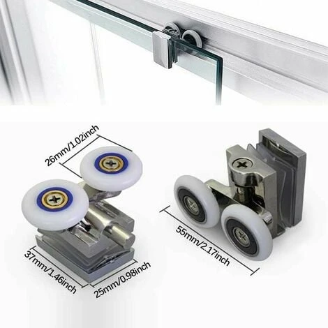Shower Door Rollers 26mm Double Sliding Shower Door Roller Rustproof Shower Door Rollers Shower Enclosure Roller For 6-8mm Glass Door,2 Pairs - Image 2