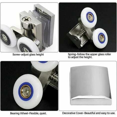 Shower Door Rollers 26mm Double Sliding Shower Door Roller Rustproof Shower Door Rollers Shower Enclosure Roller For 6-8mm Glass Door,2 Pairs - Image 3