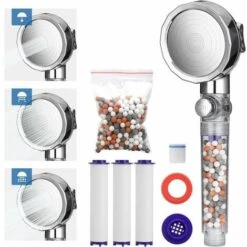 Shower Head Shower Head Anti-Limestone Filtering 3 Modes Water Saving Shower Head Universal High Pressure Hand Shower