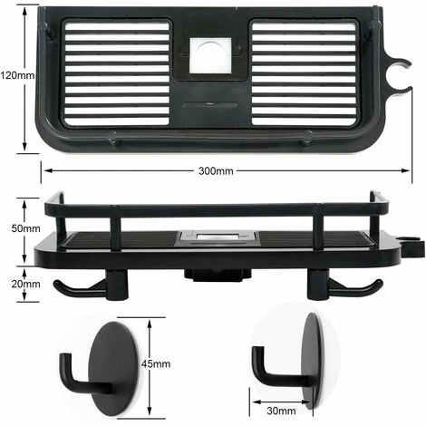 Plastic Adjustable Telescopic Shower Shelf, Bathroom Shelves,Bathroom Organizer Soap Holder For Storing Shampoo Soap, No Drilling Mounting For 18mm-25mm, Black - Image 2