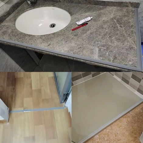 LITZEE 2 ME Gray Silicone Shower Barrier Retention System, Self Adhesive Rubber Shower Threshold, Water Dam, Waterproof Door Seal For Bathroom Floor - Image 4