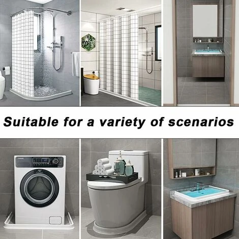 LITZEE Flood Barrier Threshold Bar Internal Door Seal Collapsible Shower Strip Bathtub Screen For Wet And Dry Separation Suitable For Kitchen And Bathroom (100cm, White) - Image 3